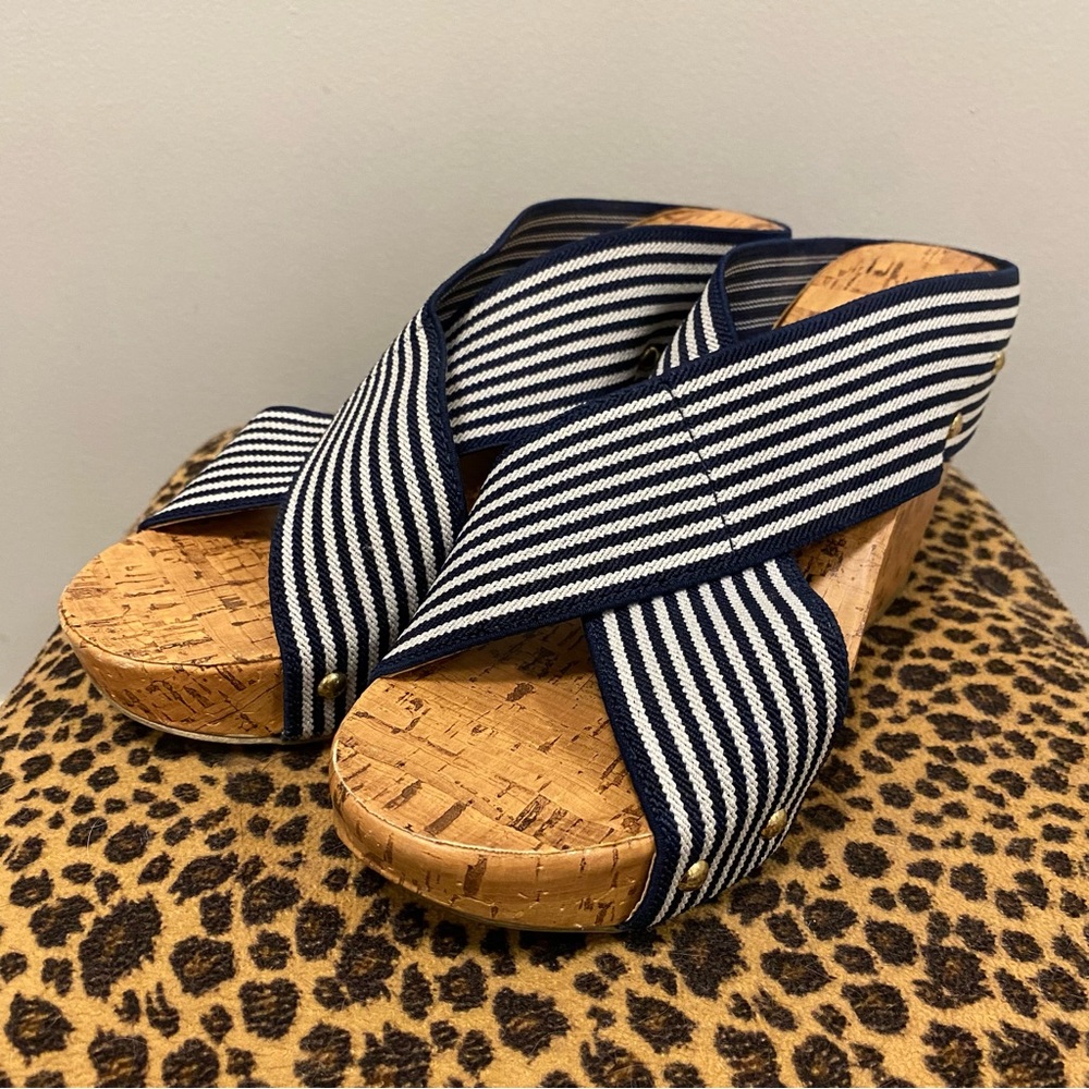 COPY - Montego Bay Club woman’s wedge sandal, white and blue striped straps